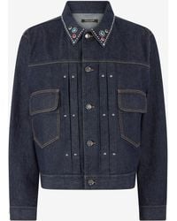 Roberto Cavalli - Denim Jacket With Studs And Stones - Lyst