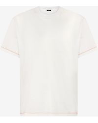 Roberto Cavalli - T-Shirt With Jc Monogram And Contrasting Topstitching - Lyst