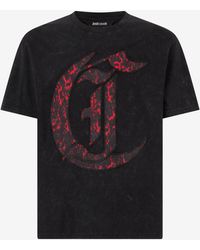 Roberto Cavalli - T-Shirt With Jc Monogram Patch - Lyst