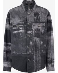 Roberto Cavalli - Denim Overshirt With Used Effect - Lyst