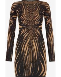 Roberto Cavalli - Short Knit Dress With Ray Of Print - Lyst