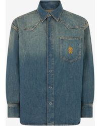 Roberto Cavalli - Denim Shirt With Monogram Rc - Lyst