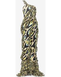 Roberto Cavalli - Animal-print One-shoulder Ruffled Dress - Lyst