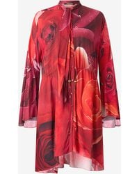 Roberto Cavalli - Minivestido Con Estampado De Rosas Y Lazada - Lyst