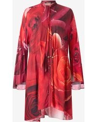 Roberto Cavalli - Minirobe À Imprimé Roses Et Lavallière - Lyst