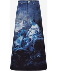 Roberto Cavalli - Skirt With Denim Wild Leda Print - Lyst