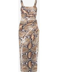 Roberto Cavalli - Midi-Kleid Mit Python-Print - Lyst