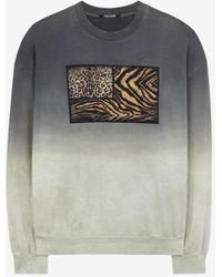 Roberto Cavalli - Animalier sweatshirt mit patchwork-print und applikation - Lyst