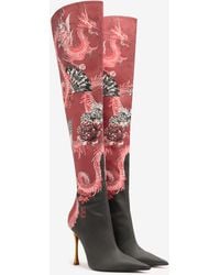 Roberto Cavalli - Knee-High Boots With Dragon Print - Lyst