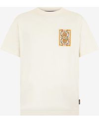 Roberto Cavalli - Elfenbeinfarbenes T-Shirt Mit Gesticktem Persian Tarot Detail - Lyst