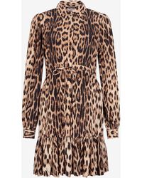 Roberto Cavalli - Leopard Print Mini Dress - Lyst
