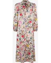 Roberto Cavalli - Long Silk Dress With Florentine Flowers Print - Lyst
