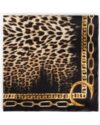 Roberto Cavalli Seidenschal mit jaguarprint - Schwarz
