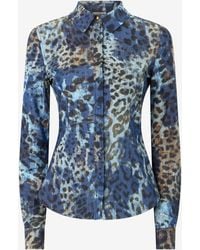 Roberto Cavalli - Cotton Shirt With Jaguar Skin Print - Lyst