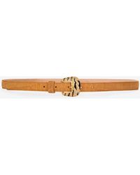 Roberto Cavalli - Crocodile-Effect Belt With Bejeweled Buckle - Lyst