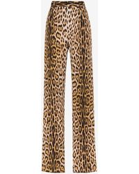 Roberto Cavalli - Jaguar-print Pleated Straight-leg Trousers - Lyst