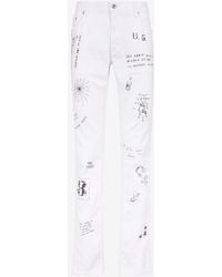 Roberto Cavalli Just Cavalli Sketch-print Straight-leg Jeans - White