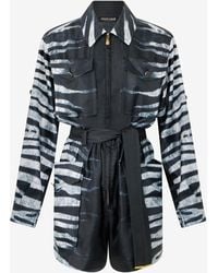 Roberto Cavalli - Short Silk Dress With Zebra Print - Lyst