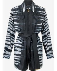 Roberto Cavalli - Short Silk Dress With Zebra Print - Lyst