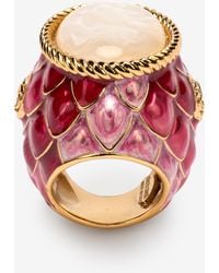 Roberto Cavalli - Anello Da Cocktail Con Squame E Pietra - Lyst