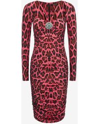 Roberto Cavalli - Midi-Kleid Mit Leopardenmuster - Lyst