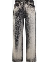 Roberto Cavalli - Jeans With Faded Effect And Rhinestones - Lyst