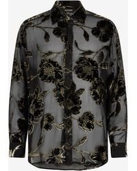 Roberto Cavalli - And See-Through Shirt With Floral Pattern - Lyst