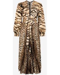 Roberto Cavalli - Maxi-kleid mit tiger- und jaguar-print - Lyst