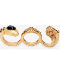 Roberto Cavalli - Three-Finger Golden Ring With Stones And Ruby - Lyst
