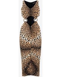 Roberto Cavalli - Jaguar-print Cut-out Dress - Lyst