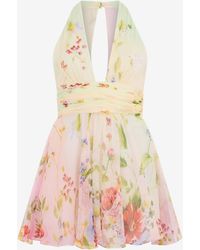 Roberto Cavalli - Floral-Print Mini Dress - Lyst