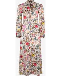 Roberto Cavalli - Long Silk Dress With Florentine Flowers Print - Lyst