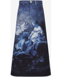 Roberto Cavalli - Skirt With Denim Wild Leda Print - Lyst