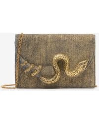 Roberto Cavalli - Borsa Dorata Effetto Spazzolato Con Serpente - Lyst