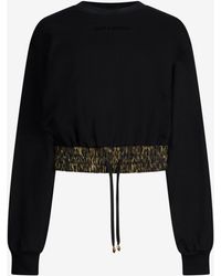 Roberto Cavalli - Cropped Sweatshirt With Animalier Print Band - Lyst