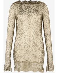 Roberto Cavalli - Robe Courte En Dentelle Brodée À Effet De Transparence - Lyst