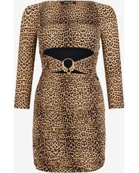 Roberto Cavalli - Mini Dress With Baby Jaguar Print And Cut-Out Detail - Lyst