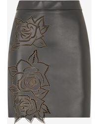 Roberto Cavalli - Perforated Rose Pattern Skirt - Lyst