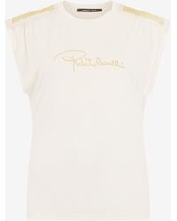 Roberto Cavalli - Ivory T-Shirt With Logo And Embellishments - Lyst