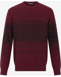 Roberto Cavalli - Burgundy Dégradé Cotton Sweater - Lyst