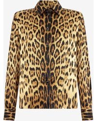 Roberto Cavalli - Silk Shirt With Jaguar Skin Print - Lyst