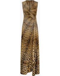 Roberto Cavalli - Long Dress With Jaguar Skin Print - Lyst