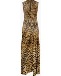 Roberto Cavalli - Long Dress With Jaguar Skin Print - Lyst