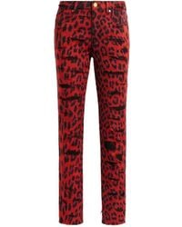 Roberto Cavalli - Leopard-print Distressed Skinny Jeans - Lyst