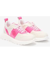 Roberto Cavalli - Running Shoes Aus Weißem Und Pinkem Leder Mit Monogram Rc - Lyst