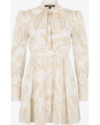 Roberto Cavalli - Short Silk Dress With Ornamental Motif - Lyst