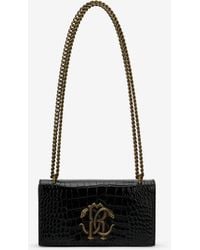 Roberto Cavalli - Borsa Nera Effetto Cocco Con Monogram Rc - Lyst