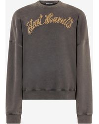 Roberto Cavalli - Sweatshirt With Bejeweled Logo Studs - Lyst