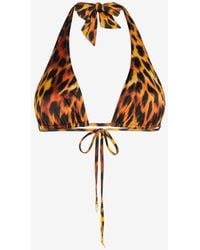 Roberto Cavalli - Jaguar-print Halterneck Bikini Top - Lyst
