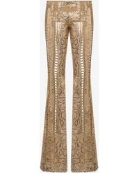 Roberto Cavalli - Leather Pants With Python Print And Cut-Out Details - Lyst